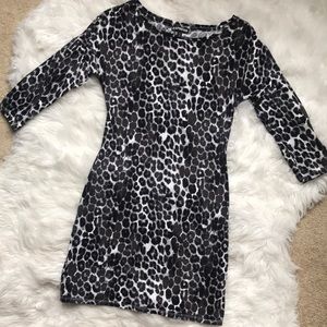 Gray Leopard Print Mini Dress